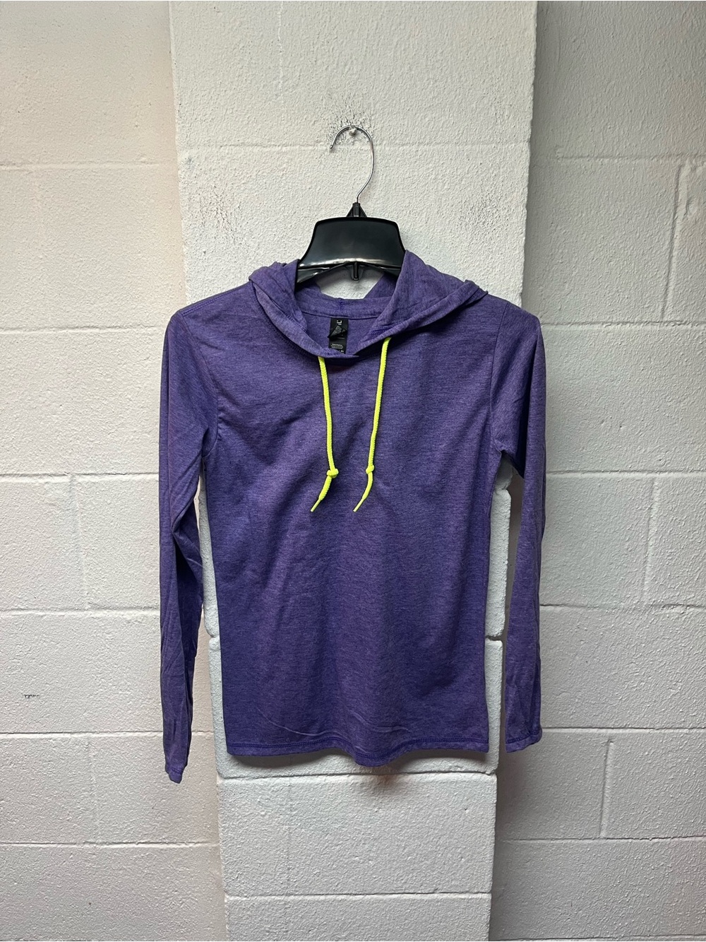Anvil Purple Hoodie with Neon Yellow Drawstrings